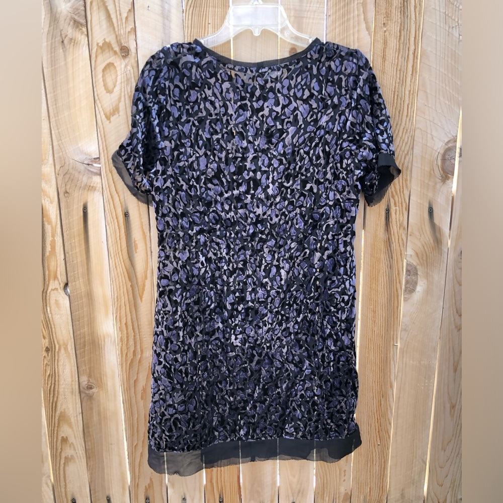 ❌Superfoxx Women Black Purple Velvety Dress See Through Textured Light Size Med